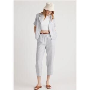 Quince 100% European Linen Pants Blue Pinstripe Size XL